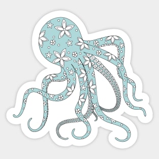 floral blue octopus Sticker